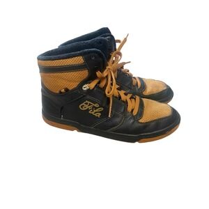 Vintage 90's Fila Black Hightop Sneakers Fleece Lined Y2K Streetwear 11 Gum Sole